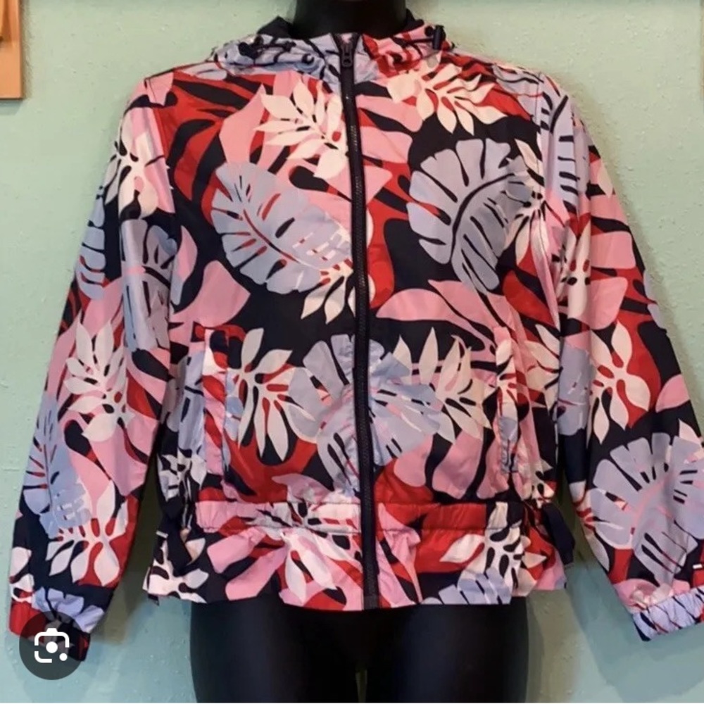 Tommy Hilfiger Floral Ladies rain jacket with hood and drawstring waist